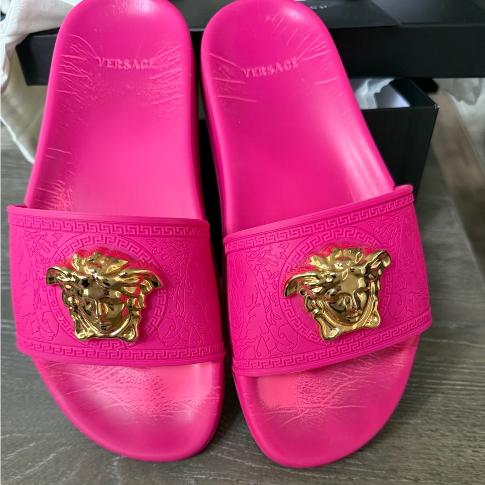 Pink Versace slides size 7 gently used